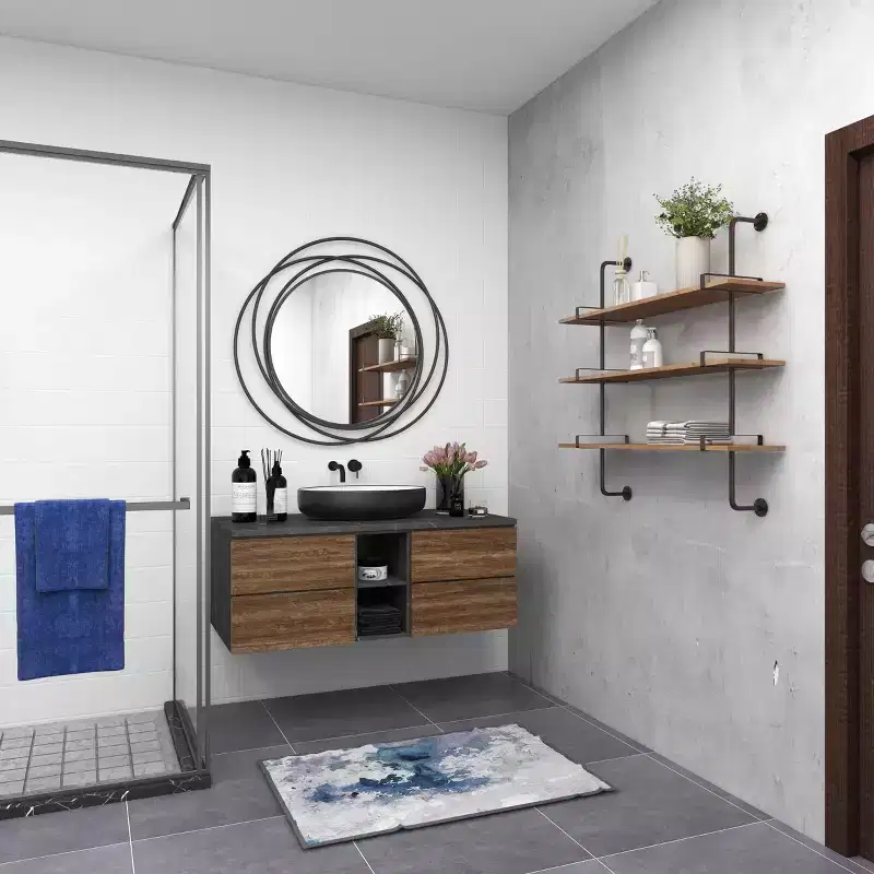 38x38 Wood 3 Level Wall with Metal Brackets Brown - Olivia & May: Industrial Style, No Assembly Required