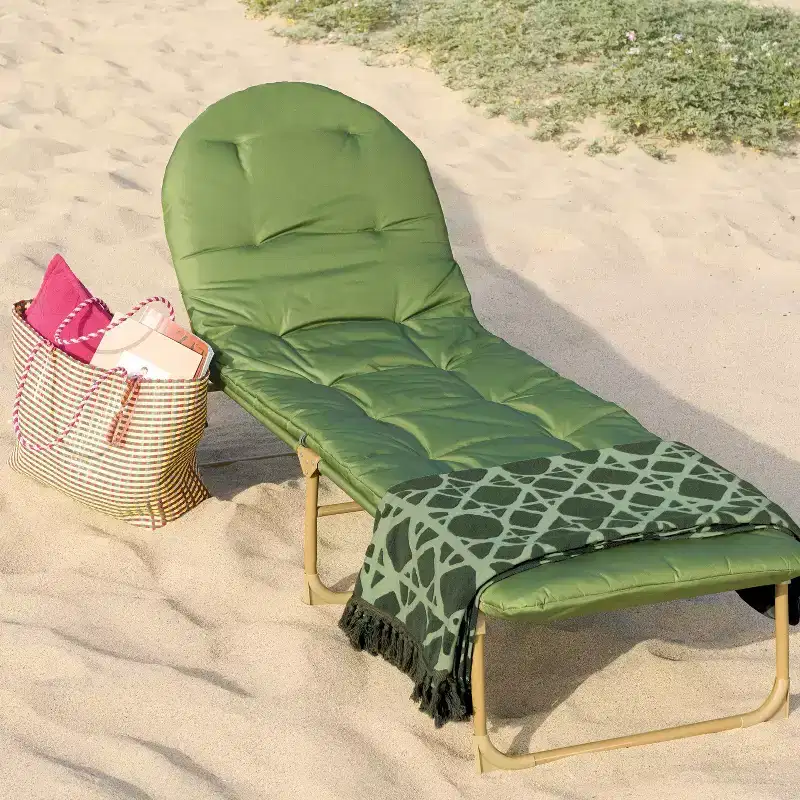 Folding Padded Outdoor Portable Beach Lounge Chair Green - Threshold™