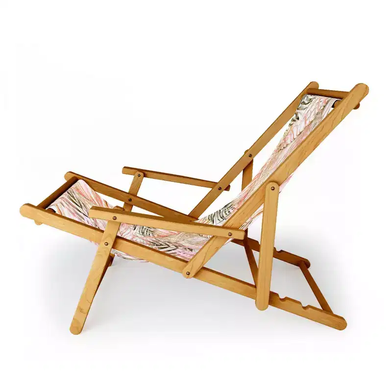 Marta Barragan Camarasa Pink Leaf Folding Lounge Chair Pink - Deny Designs