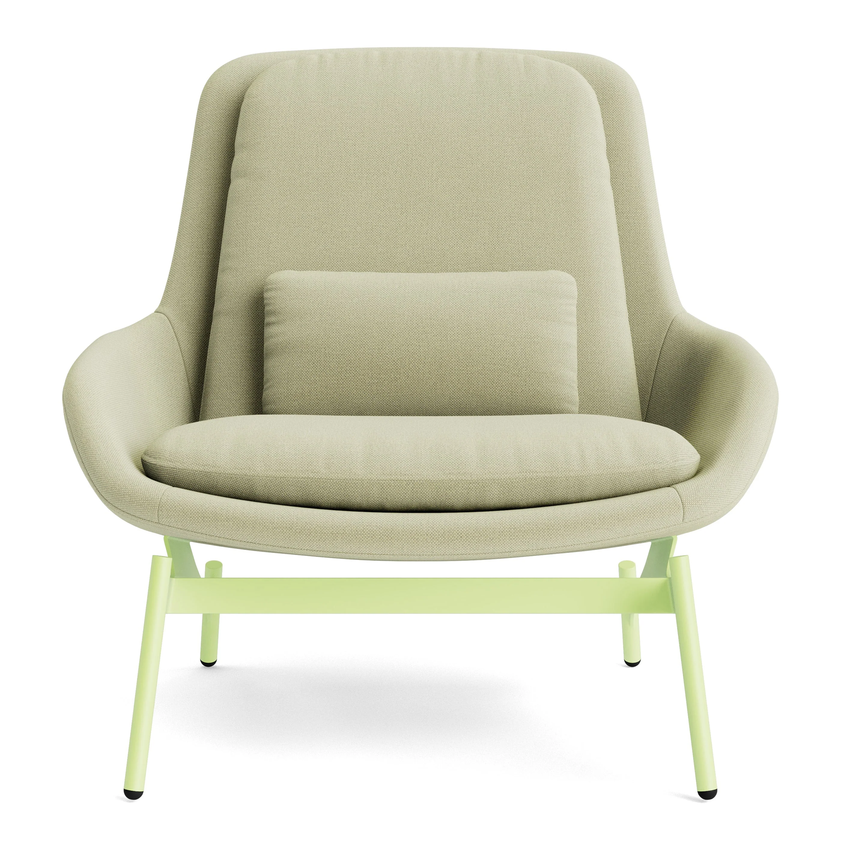 Modern Fabric Lounge Chair with High Back & Steel Base for Living Room
