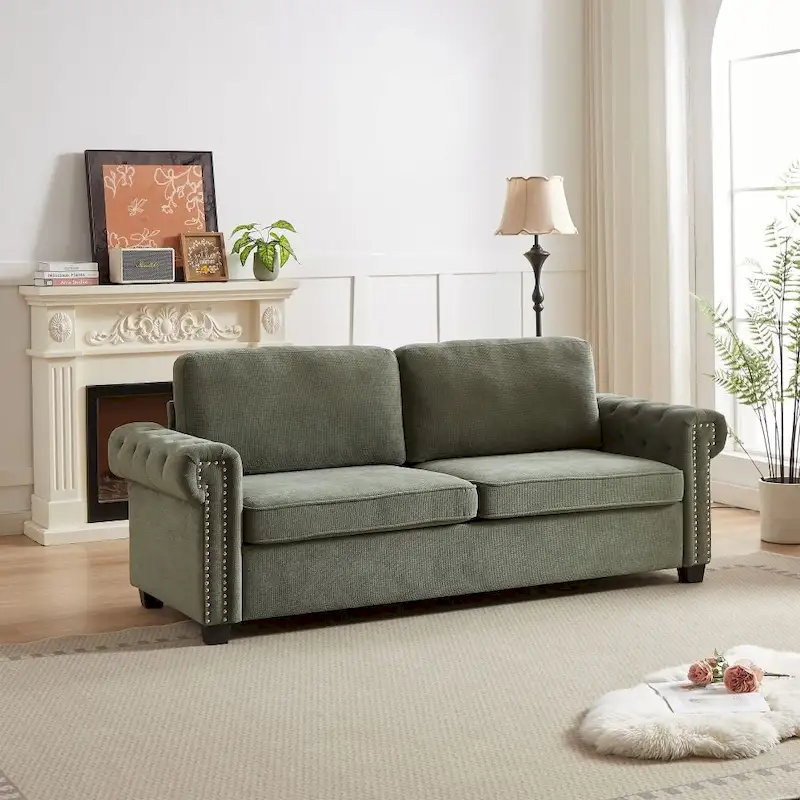 83.8 Convertible 2-in-1 Pullout Polyester Sleeper Sofa Bed