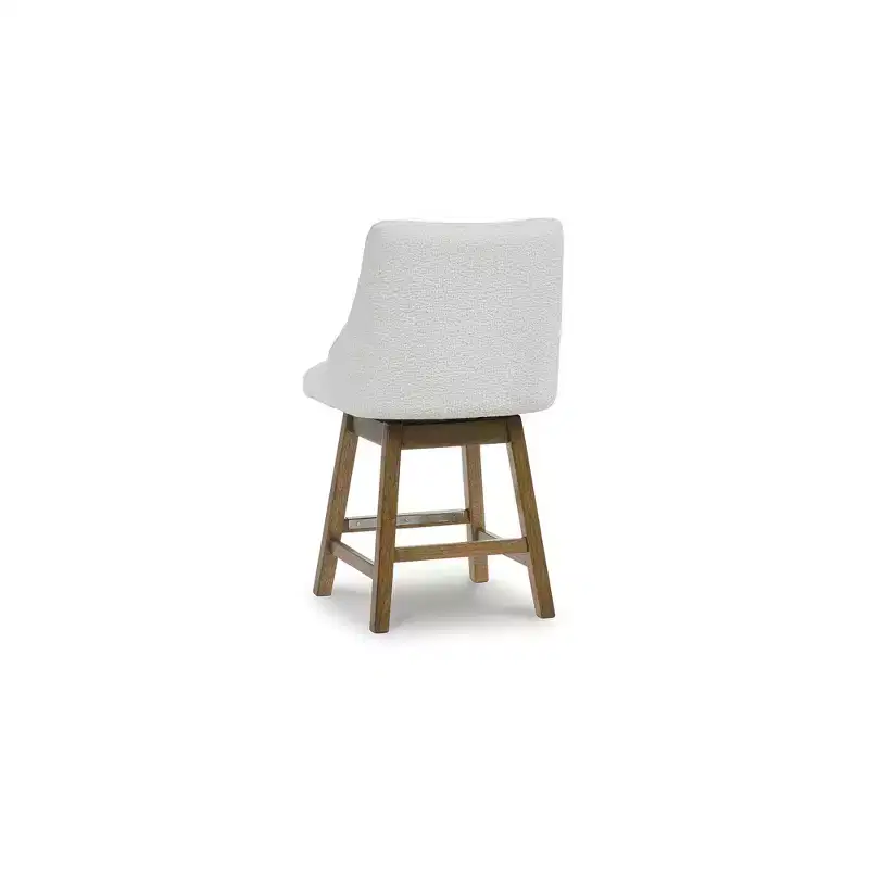 Signature Design by Ashley Cabalynn Counter Height Upholstered Swivel Barstools, Set of 2, Light Brown Frame with Cushioned Oatmeal Seat