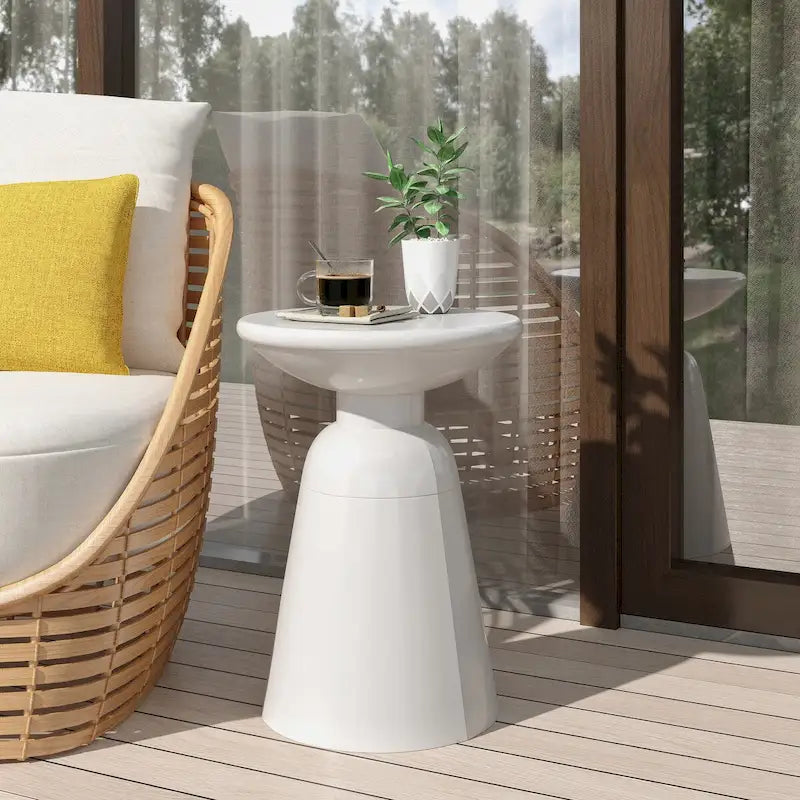 Outdoor Side Table,Cement End Tables for Patio,Garden Small Accent Decorative Stool,Table Indoor