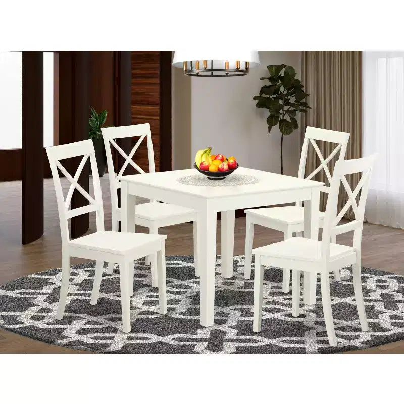 Belmont Square Kitchen Table And Wood Kitchen Dining Chairs, Linen White