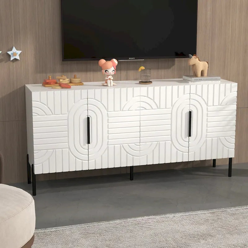 63-Inch White TV Stand Fits Up to 65-Inch TV