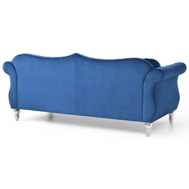 82 in. Velvet Chesterfield 3-Seater Sofa with Tufted Back and Nailhead Trim