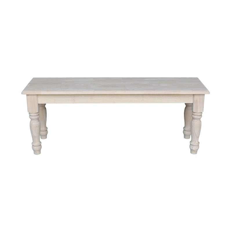 Unfinished Farmhouse Dining Bench, Solid Wood