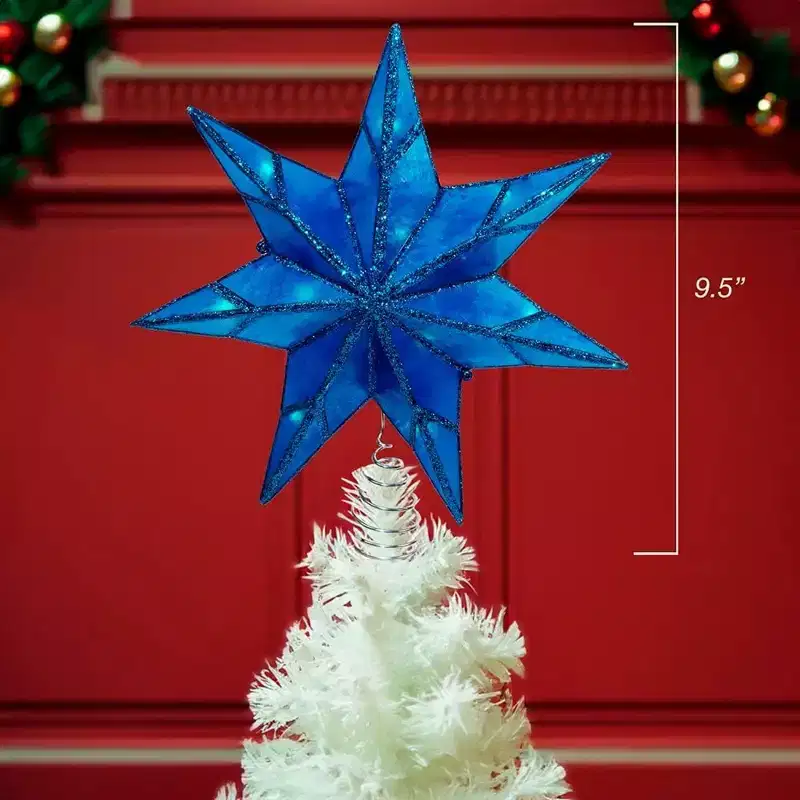 Kurt Adler Kurt S. Adler 10-Light 7-Point Blue Capiz Star Treetop, White