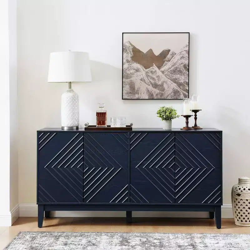 60.5in Farmhouse Sideboard Cabinet with 4 Doors and 4 Shelves, Storage Cabinet for Living Room, Dining Room, Kitchen