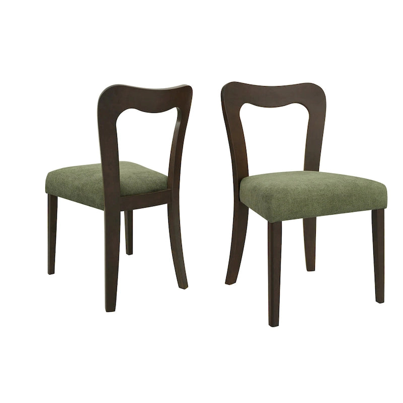 Modern Upholstered Dining Chair Set of 2 with Open-Back Design