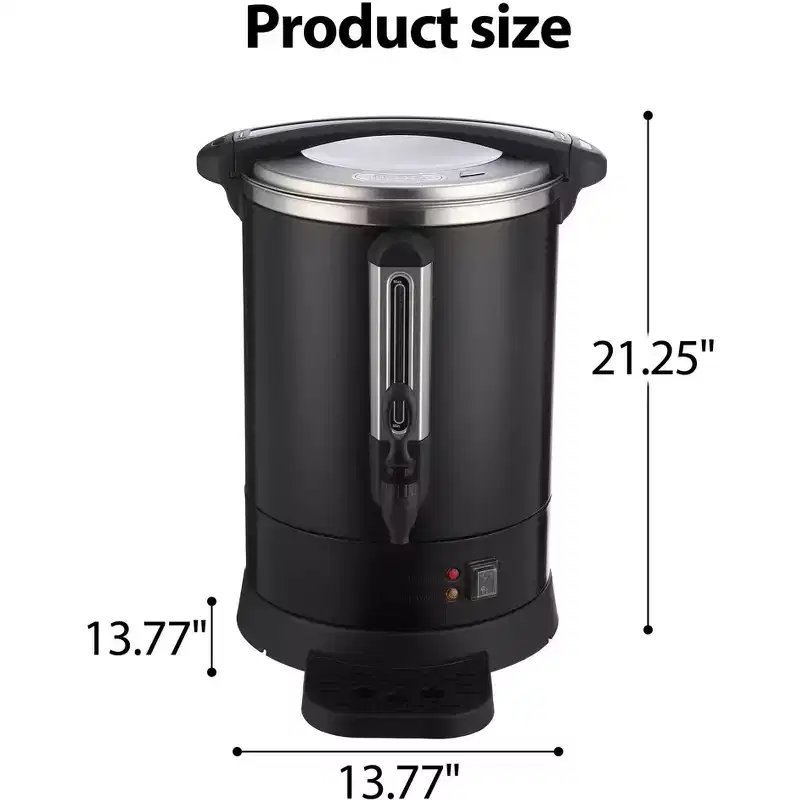 Large Coffee Urn with Double Wall Insulation, Stainless Steel Commercial Coffee Maker with Hot Drinks and Hot Water, for Parties, Buffets