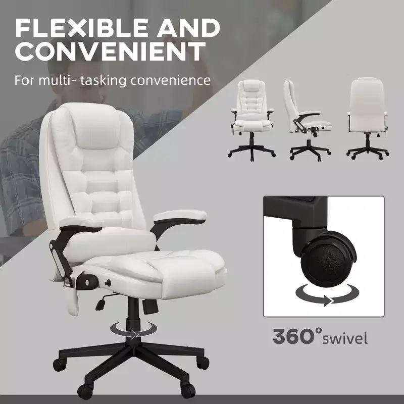 HOMCOM High-Back Massage Office Chair, Heated Reclining Computer Chair with Remote