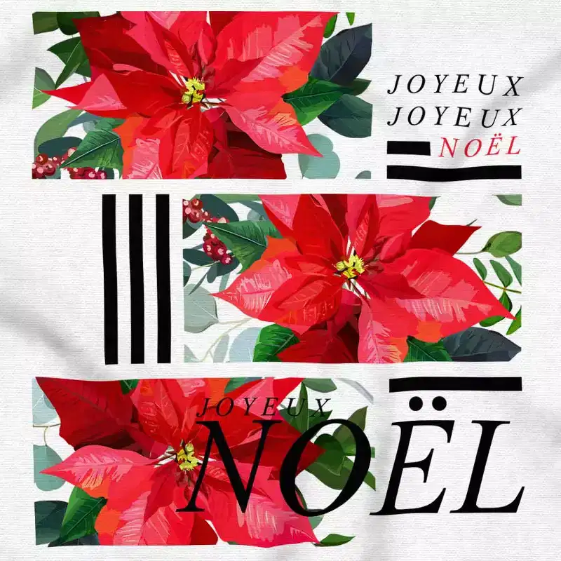 Noel Poinsettia Christmas Flower Sweatshirt for Men or Women Brisco Brands