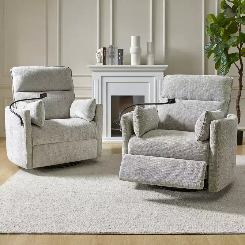 Julius 38 Power Rocking Swivel Nursery Recliner with USB Set of 2 | HULALA HOME