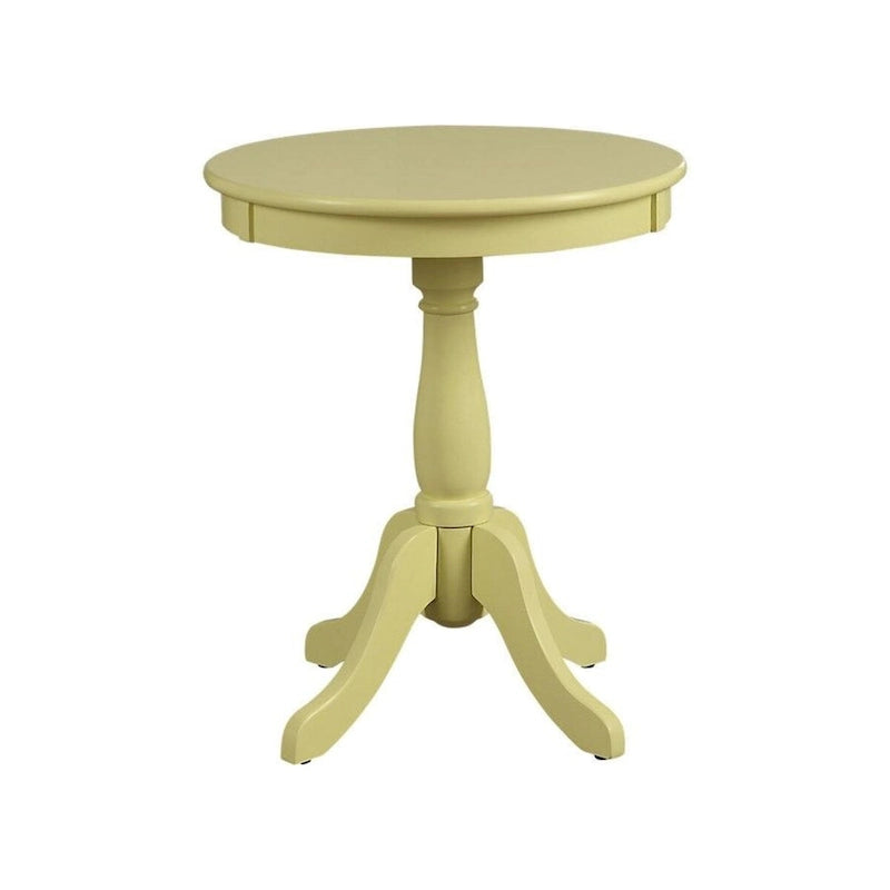 Traditional Round Wooden Side Table with Turned Pedestal Base - 22Hx18W