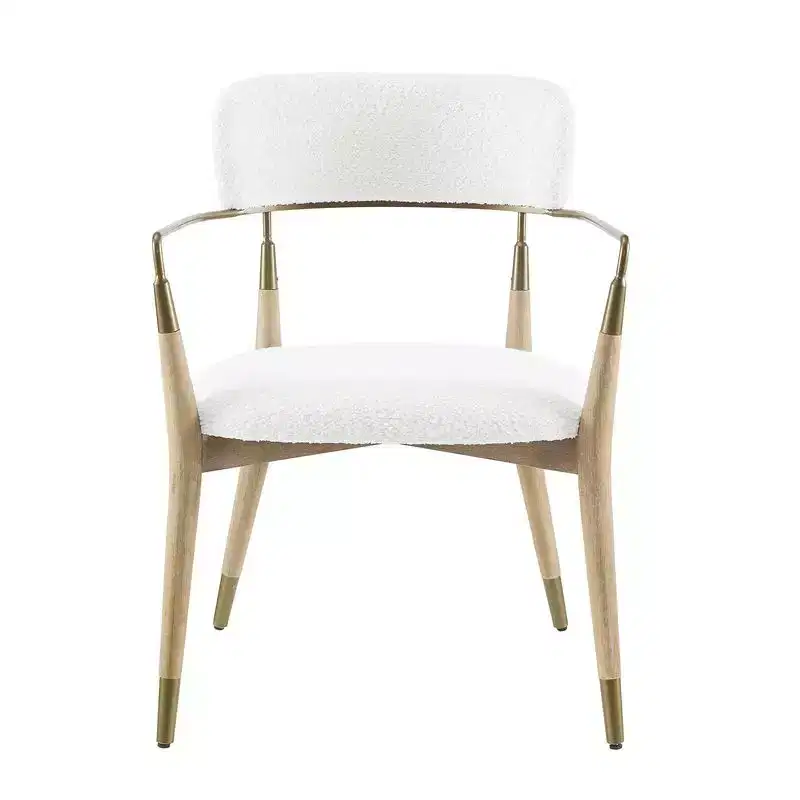 HOMLUX Set of 2 Upholstered Accent Dining Chairs Arm Rest Curved Backrest