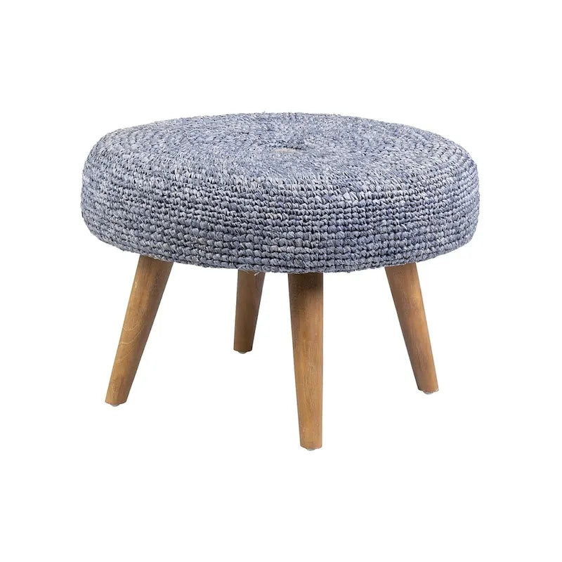 Natural Handmade Raffia Wood Ottoman