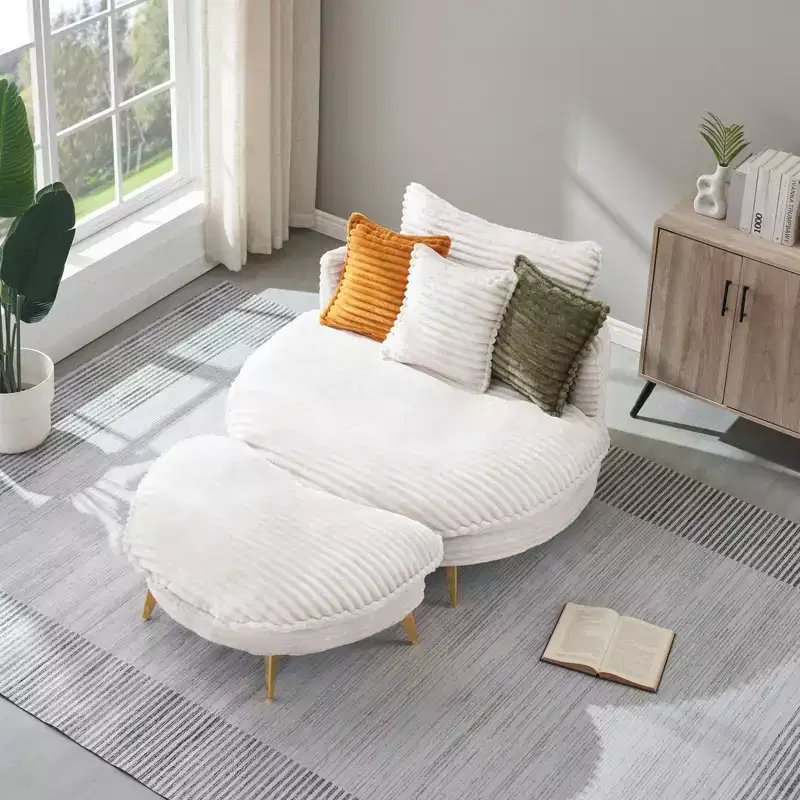 Modern Accent Chair with Ottoman, Upholstered Oversized Single Sofa Couch, Deep Seat Lounge Chair with Footrest for Bedroom Living Room Office