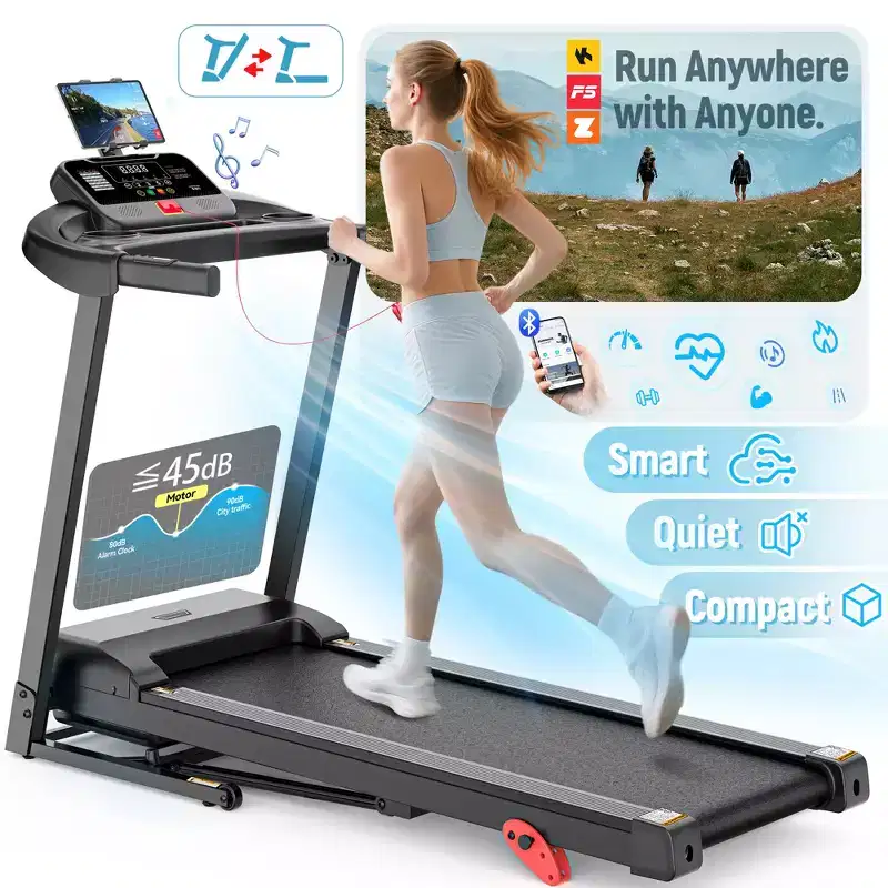 Smart Folding Treadmill with Incline  7.5 MPH, 2.5HP Quiet Motor, 300 lbs Capacity, App & Bluetooth Control for Home Fitness