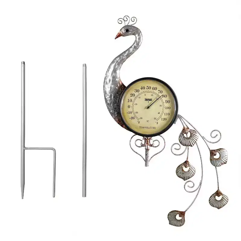 Poolmaster Outdoor Thermometer Garden Stake - Peacock