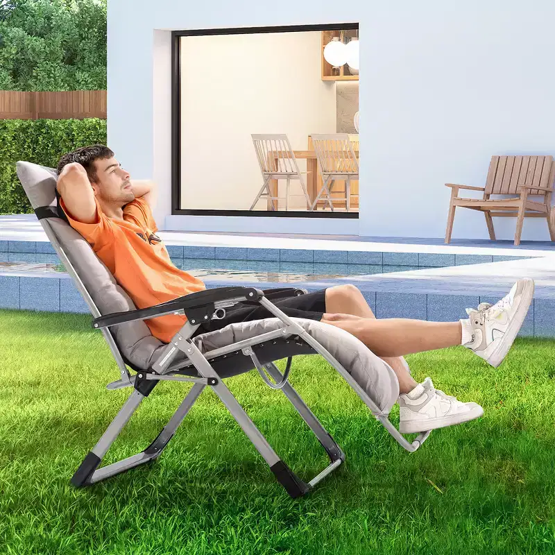 VEVOR Zero Gravity Chair, 33 inch Zero Gravity Recliner Lounge Chair for Indoor and Outdoor, Adjustable Anti Gravity Chair, 500 lbs, Gray