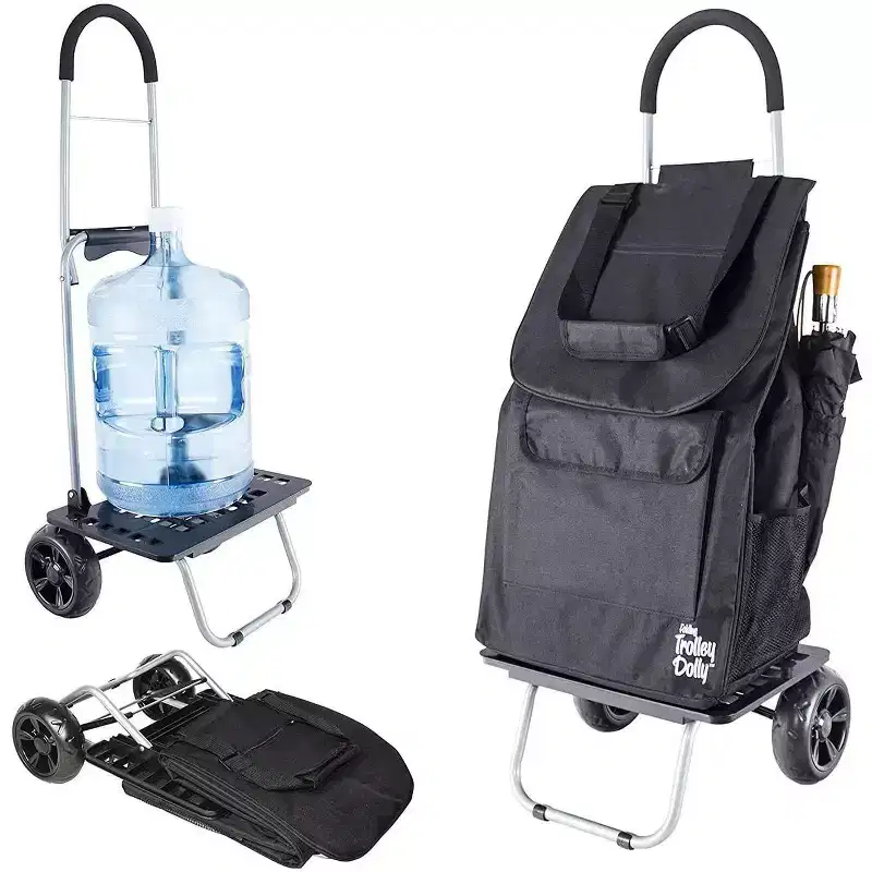 dbest products Bigger Trolley Dolly Foldable Shopping Cart for Groceries with Wheels and Removable Bag Rolling Personal Handtruck