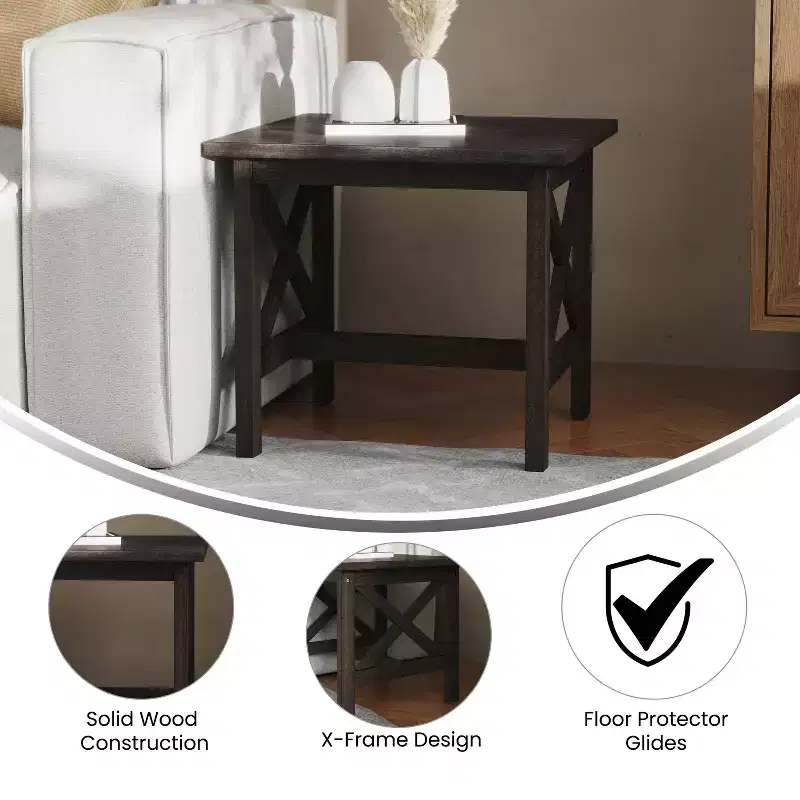 Emma and Oliver Solid Wood Farmhouse Style End Table