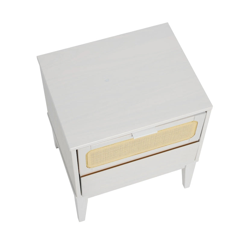 Solid Wood 2-Drawer Bedside Table