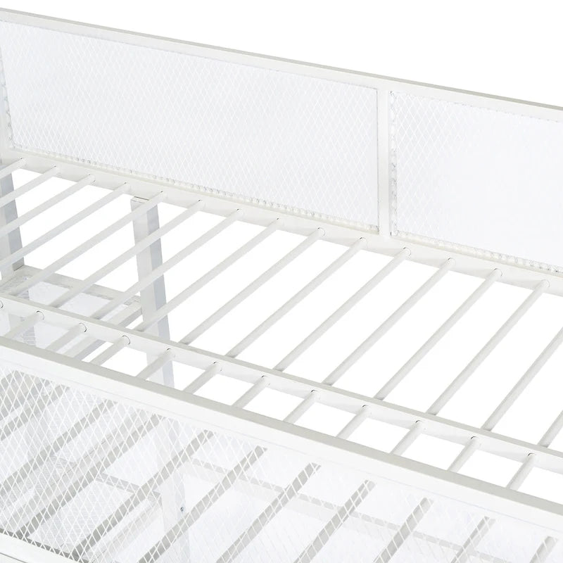 Twin Metal Loft Bed with 4-Tier Shelves | 350 lb Capacity | 4 Colors | Kids & Teens