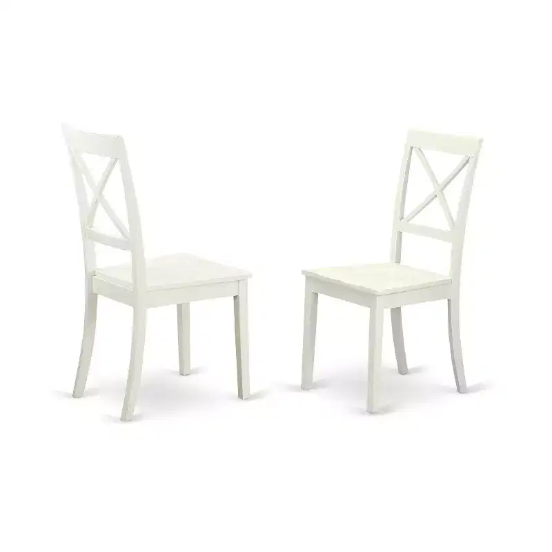 HomeStock Belmont Square Kitchen Table And Wood Kitchen Dining Chairs, Linen White