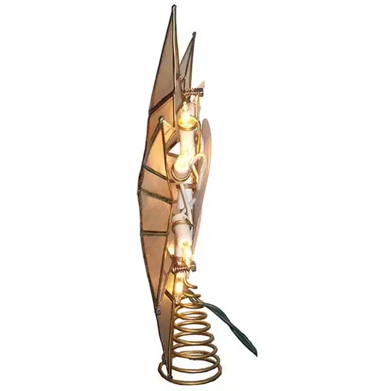 Kurt Adler 10-Light 8-Point Capiz Star Treetop, Gold & White, 9.5