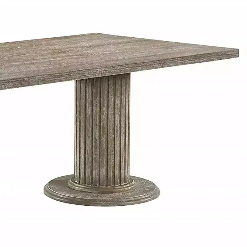 84" Gabrian Dining Table Reclaimed Finish: Double Pedestal, 8 Seats - Acme Furniture