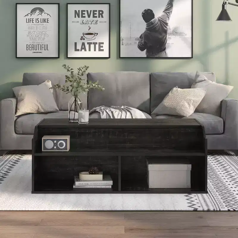 44 Hawkpoint Transitional Lift Top Coffee Table Reclaimed Black Oak - miBasics