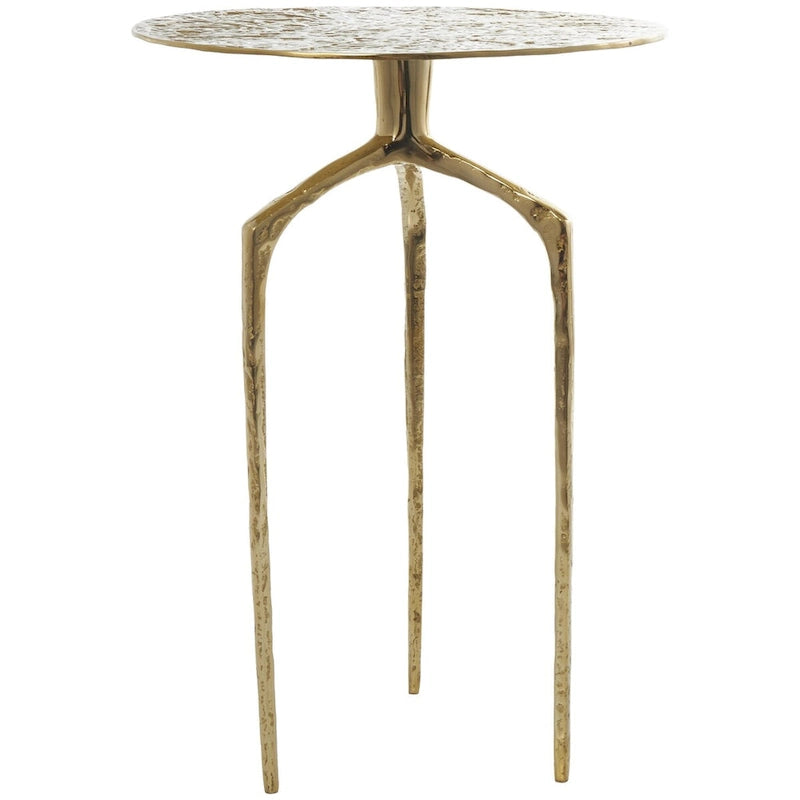 Aluminum Metal Geometric Slim Textured Side End Accent Table