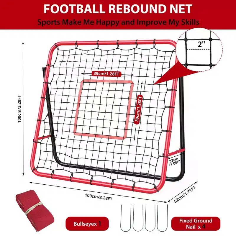 4x4 Ft Adjustable Soccer Rebounder Net  Heavy Duty Football Trainer for Backyard/Field (2-Pack)