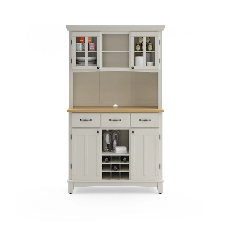 Off-White Server with Hutch & Wood Top