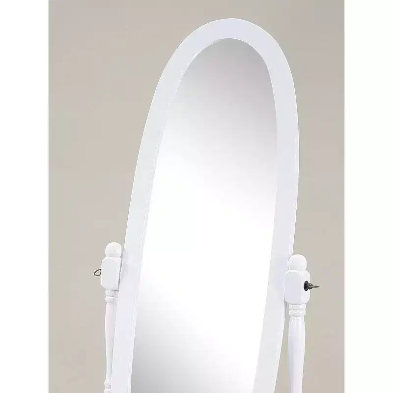 Anna Style Decorative Full Length Mirror with Wood Frame, White – Bedroom & Dressing Room