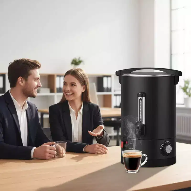 Garvee Commercial Coffee Urn 12L/14L/18L, Double Wall Stainless Steel Coffee Maker, 80-120 Cup Capacity for Catering, Weddings & Events