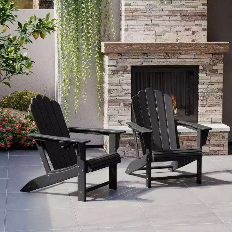 WestinTrends Highland Outdoor Patio HDPE Adirondack Chairs With Cup Holders (Set of 2)