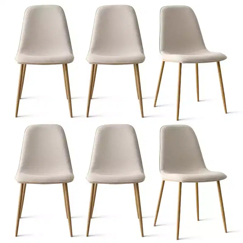 Modern Upholstered Dining Chairs Set of 6, Fabric Kitchen Chairs with Wood-Grain Metal Legs for Dining Room or Breakfast Nook