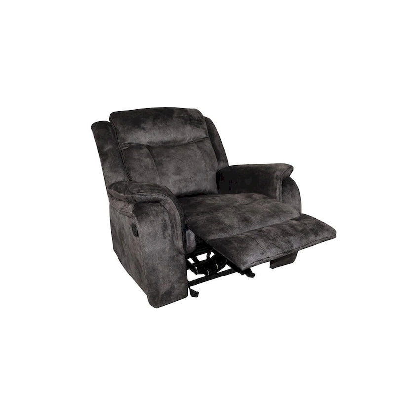 39 in. Manual Glider Recliner Chair with Pocket Coils, Gray Faux Suede