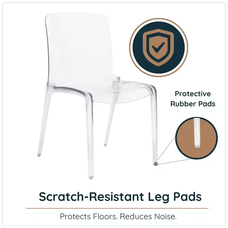 LeisureMod Murray Mid-Century Modern Dining Chair - Waterfall Edge Design Acrylic, Ergonomic and Stackable, Set of 4
