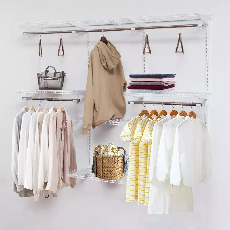 Costway Wall Mounted Adjustable Closet Organizer Custom Metal Closet