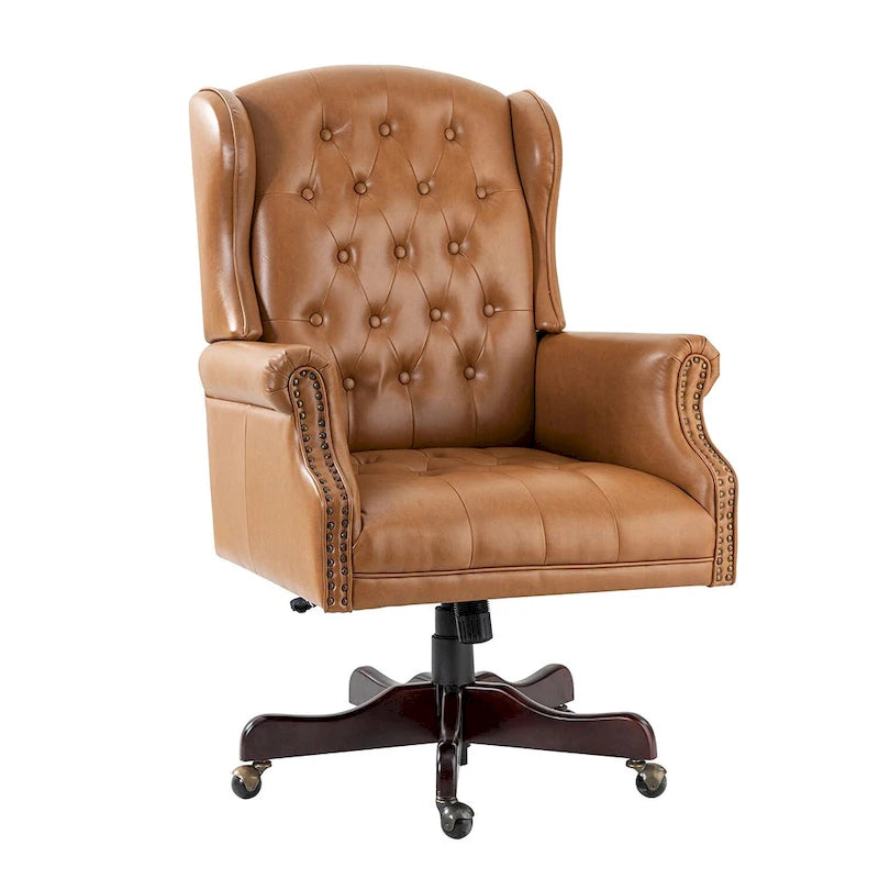 Modern swivel executive chair with tufted backrest