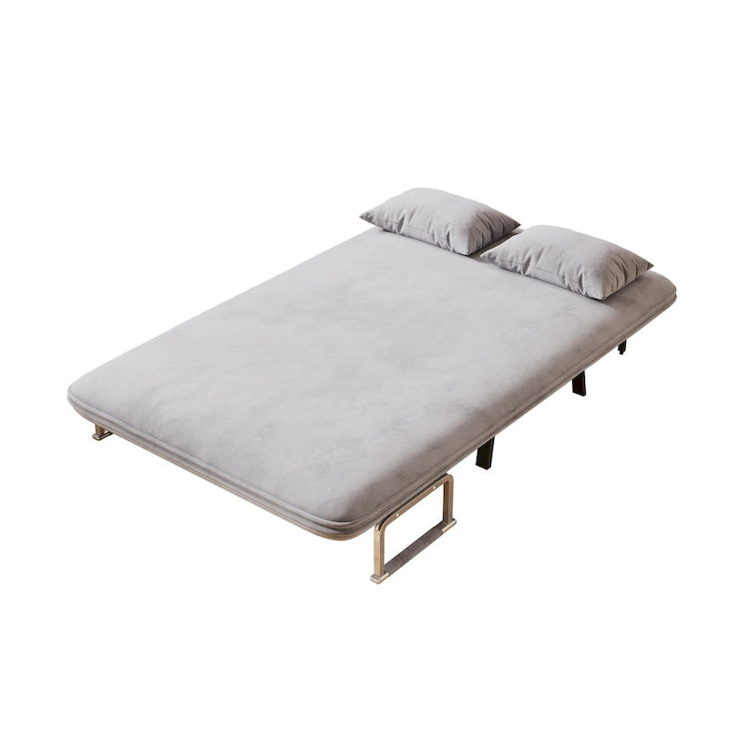 39.4-Inch Velvet Convertible Sofa Bed with Fold-Down Backrest Light Grey