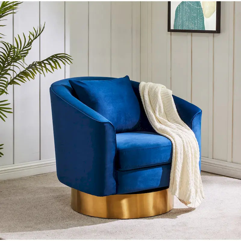 Swivel Barrel Accent Chair, 32.5W x 32.1D x 30.1H, Upholstered Living Room Chair