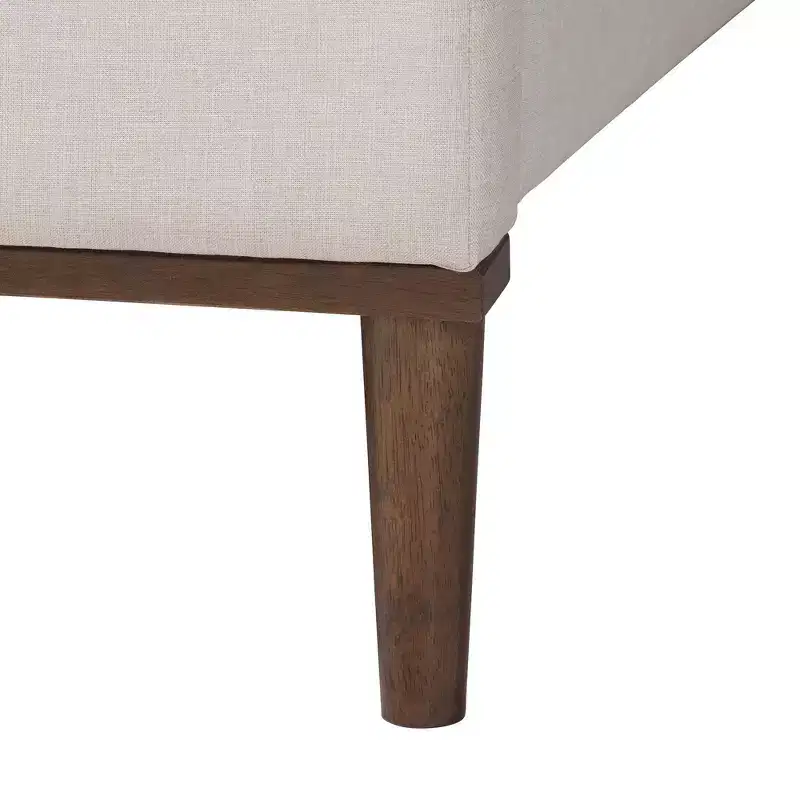Baxton Studio Nikolai Mid-Century Channel Tufted Beige Fabric and Wenge Brown Wood 4-Piece Queen Bedroom Set