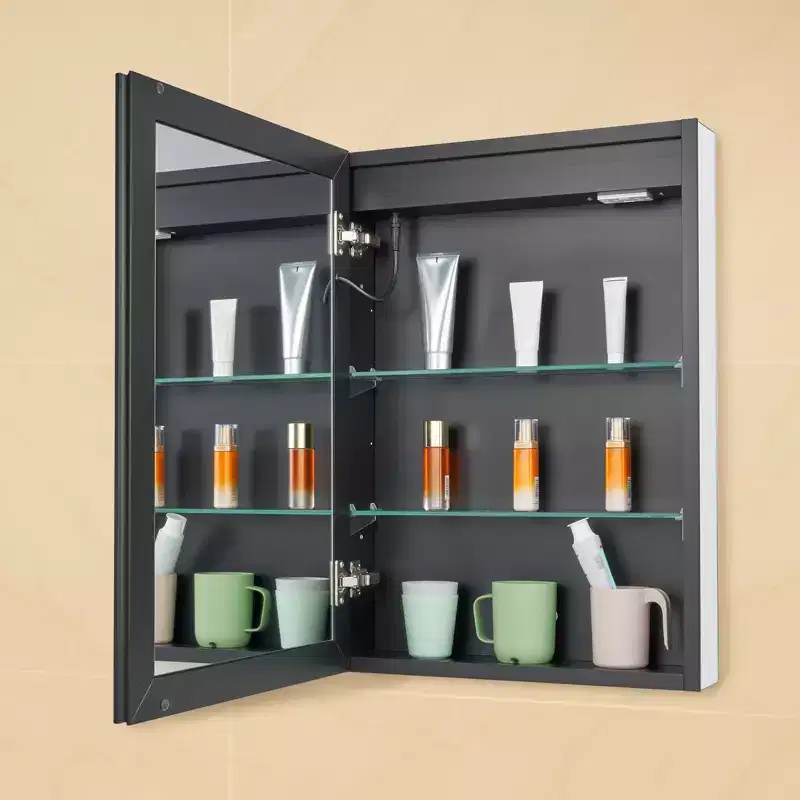 VEVOR Lighted Medicine Cabinet with Mirror,20 x 28 in Recessed or Wall Mount,3 Color Dimmable LED Bathroom Medicine Cabinet with Bottom Lighting,White