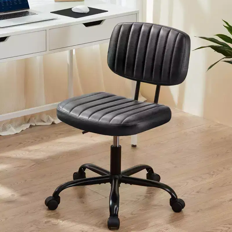 Height-Adjustable Computer Chair with Backrest, Armless Swivel Chair with Wheels for Office, Reading Room and Study