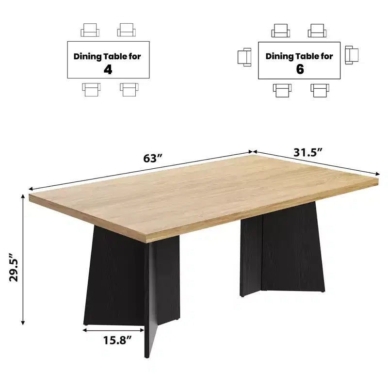 COZONY Long Dining Table, Modern Kitchen Table w/ Large Tabletop & Pedestal Base, Sturdy Farmhouse Style, Spacious Seating, Easy Assembly